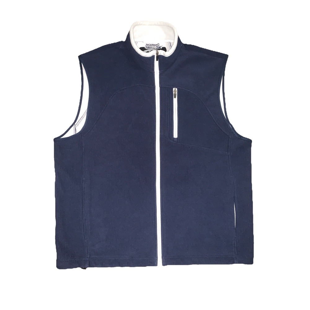 Sun Mountain WeatherFlex Golf Vest Mens XXL Ribbed Full Zip Navy Blue White Logo